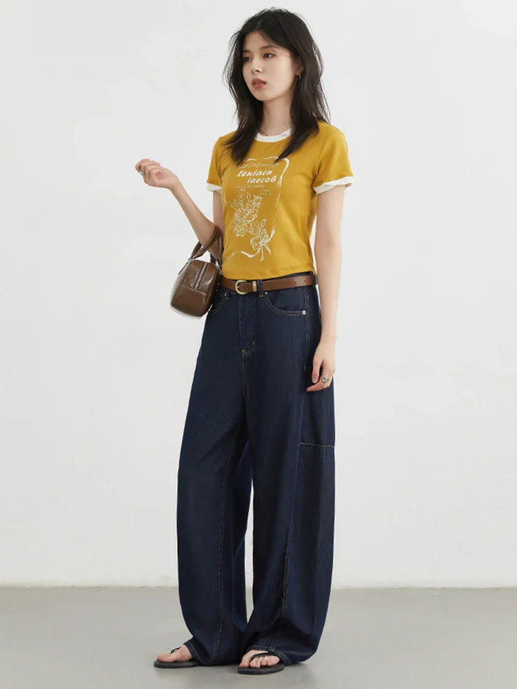 Women's Jeans Loose Casual New High Waist Split Female Wide Leg Denim Pants  Spring Autumn 2025