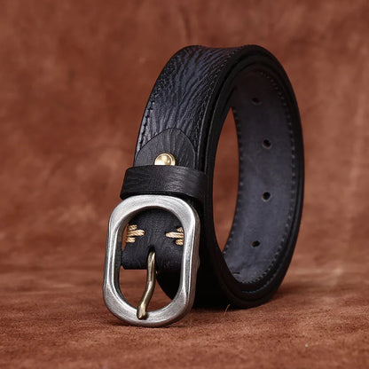 3.0CM Ladies Pure Cowhide High Quality Genuine Leather Belts for Women Needle Buckle Jeans Cowboy Waist Belt Luxury Designer