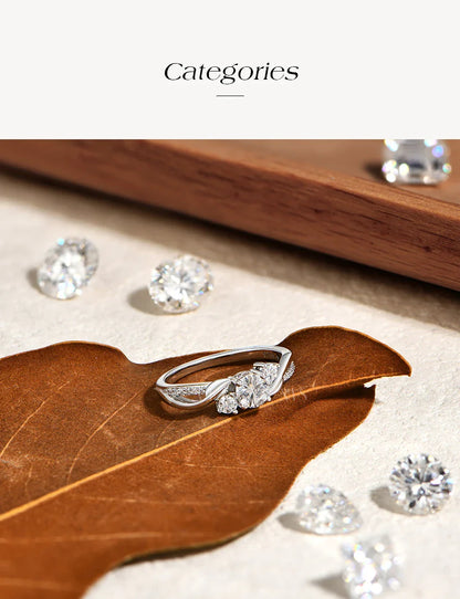 ATTAGEMS Bague trilogie en argent sterling 925 Moissanite Femme D VVS1 0.5CT Bague torsadée Scintillante Cadeau de fiançailles Bijoux fins