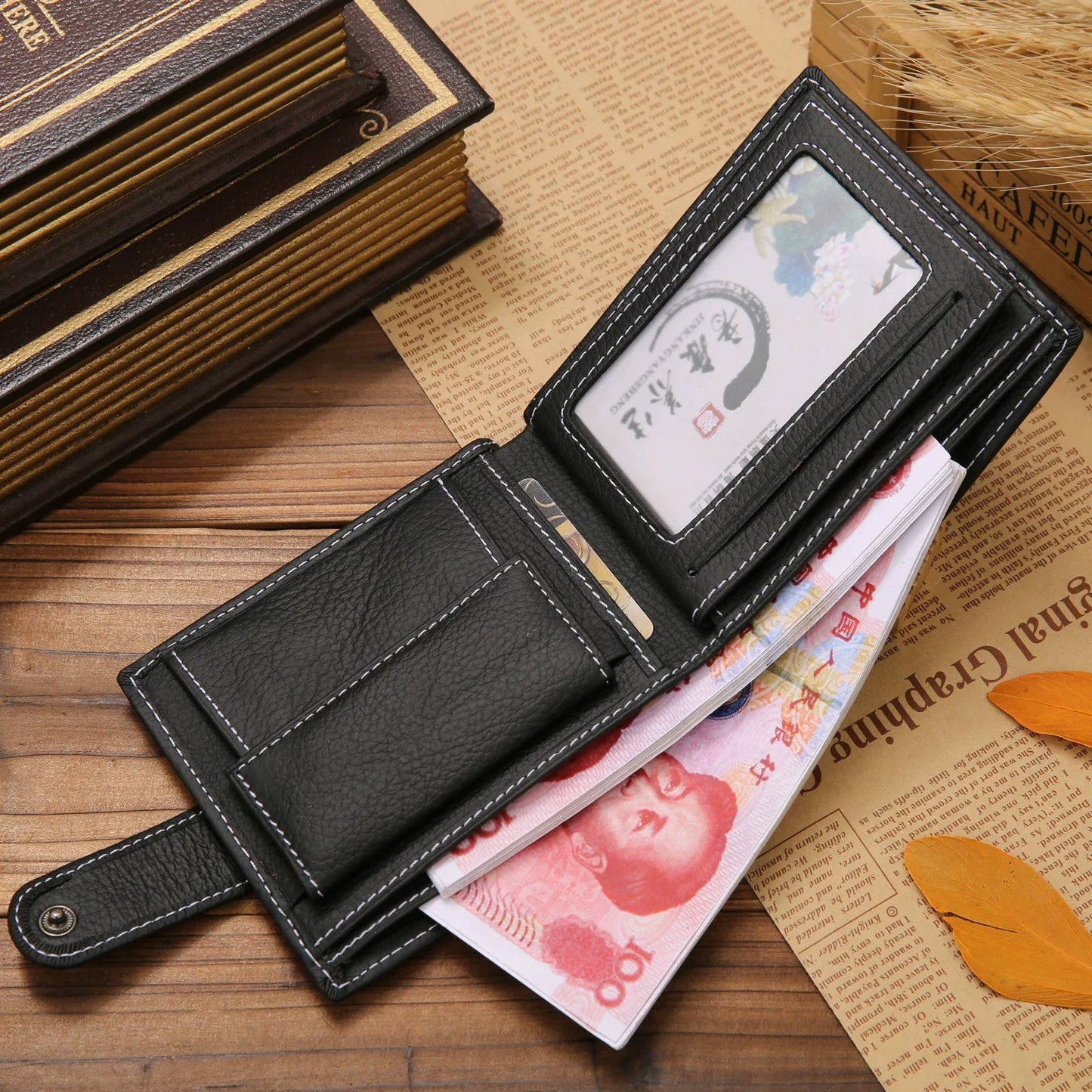 Men's Wallet Made of Genuine Leather Wallet Short Hasp Purse 2025 Luxury Male Money Clip Soft Buckle Multi Card Position Zippe