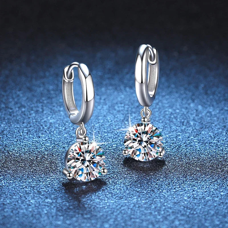 2ct Moissanite Earrings100% S925 Sterling Silver Orginal Drop Earring Wedding Bride Jewelry with Certificate for Women