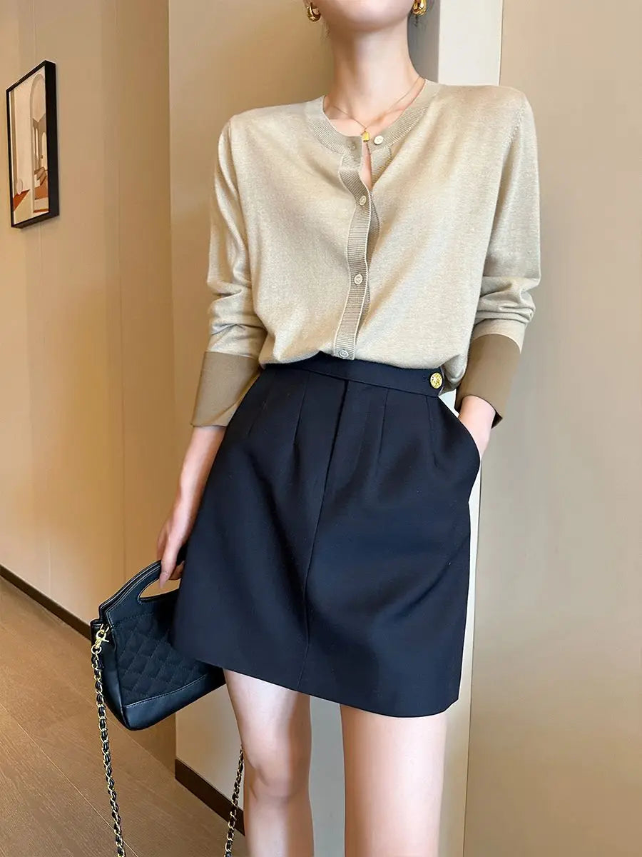 High end early autumn new fashionable small A-line skirt with buttocks wrapped, high-end gray half skirt  skirts