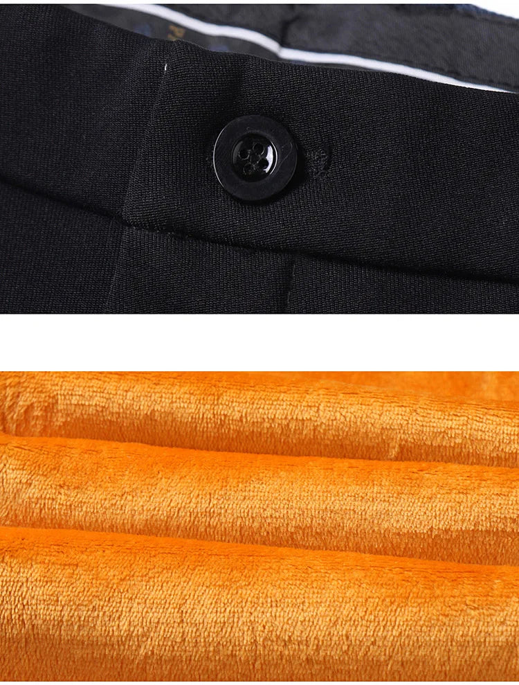 2025 Winter New Thickened Straight Slim Warm Business Casual Office Male Velvet Trousers Classic Men's Fleece Casual Pants