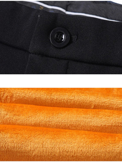 2025 Winter New Thickened Straight Slim Warm Business Casual Office Male Velvet Trousers Classic Men's Fleece Casual Pants
