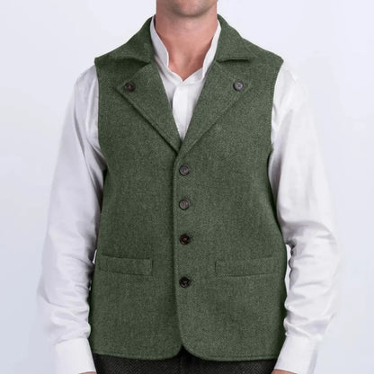 Men Vest Coffee Herringbone With Lapel Single Button Waistcoat For Wedding Party Commute Business Office Work Daily Casual Vest