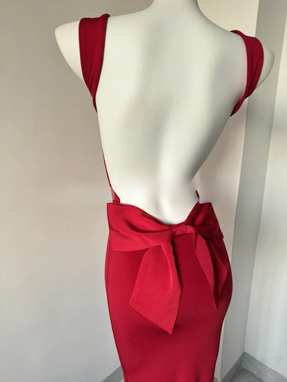 Maxi Elegant Party Dresses 2025 Red Sleeveless Long Dresses Holiday birthday Robe Sexy Clothes for Women with Bow
