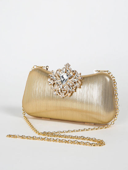 Luxury Rhinestone Evening Bag For Carnaval, Shiny Wedding Dress Purses,  Glamorous,Elegant,Exquisite Small Rhinestone Decor Boxy