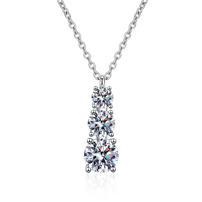 D VVS1 Moissanite Diamond Necklace for Woman Wedding Jewely with GRA 925 Sterling Sliver Plated 18k White Gold Necklace