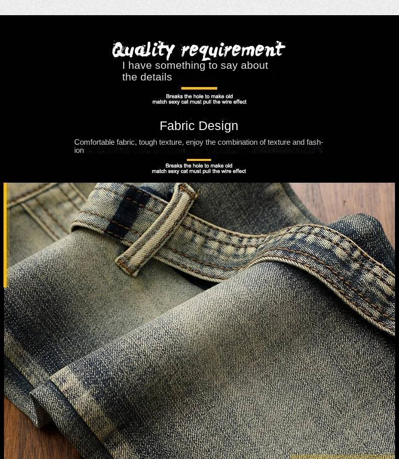 High Quality Fashion Luxury Retro Men's Denim Jeans Korean Style Vintage Casual Punk Motorcycle Designer Riding Cargo Jeans