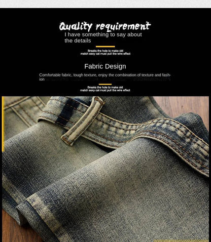 High Quality Fashion Luxury Retro Men's Denim Jeans Korean Style Vintage Casual Punk Motorcycle Designer Riding Cargo Jeans