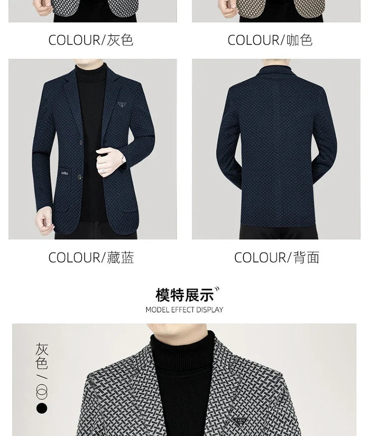 2026 Spring New Men's Blazer Business Casual Suit Jacket Middle Aged Male Fashion Office Wear Outerwear Top