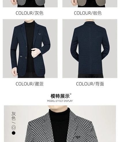 2026 Spring New Men's Blazer Business Casual Suit Jacket Middle Aged Male Fashion Office Wear Outerwear Top