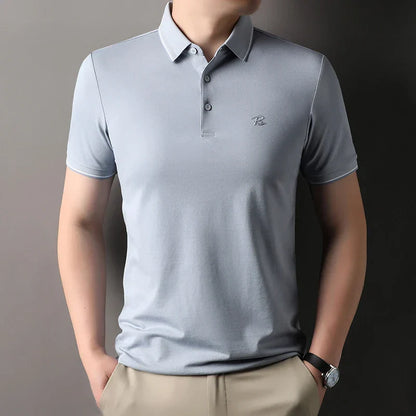 Men's Embroidered Short Sleeved Cotton Polo Shirt High End Brand Lapel T-Shirt Simple Casual Summer Breathable Top Men's Wear