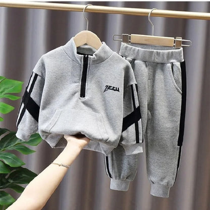 Spring Autumn Baby and Boys Half Zip Workout Sweatshirt+Sweatpant Set School Kids 2PCS Tracksuit Child Jogger Outfit 1-10Yr