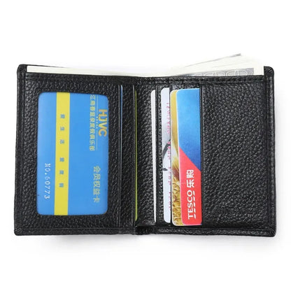 100% Genuine Leather Men Wallet Premium Product Real Cowhide Wallets For Man Short Black Credit Card Cash Receipt Holder Purse