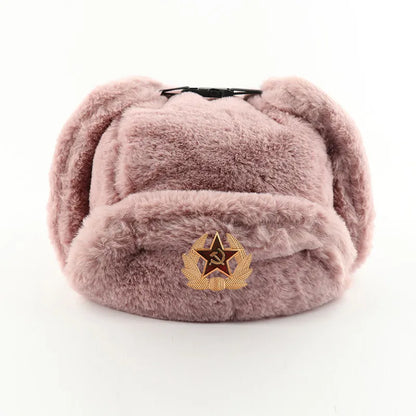 Trooper Hat with Emblem Earflap gorro ruso sovietico  winter hat Thick Warm Winter Outdoor Cap for Men Women Hiking Skiing