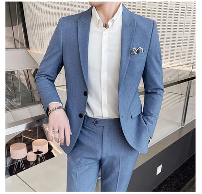 2025 Slim Fit Three-Piece Business Suit Set High-End Korean Style Wedding Groom Party Dress Suit Vest Trousers M-4XL