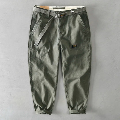 100 Cotton Men's Cropped Pants Trendy Straight Fit Cargo Trouser Male Ankle Length Korean Style Jappan Vintage Y2K Casual Khaki