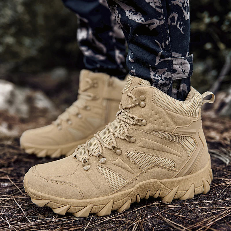 Men's Desert Combat Boots Men Ankle Boots Male Hiking Shoes Tactical Boots Big Size 39-46 Work Safety Shoes Motocycle Boots
