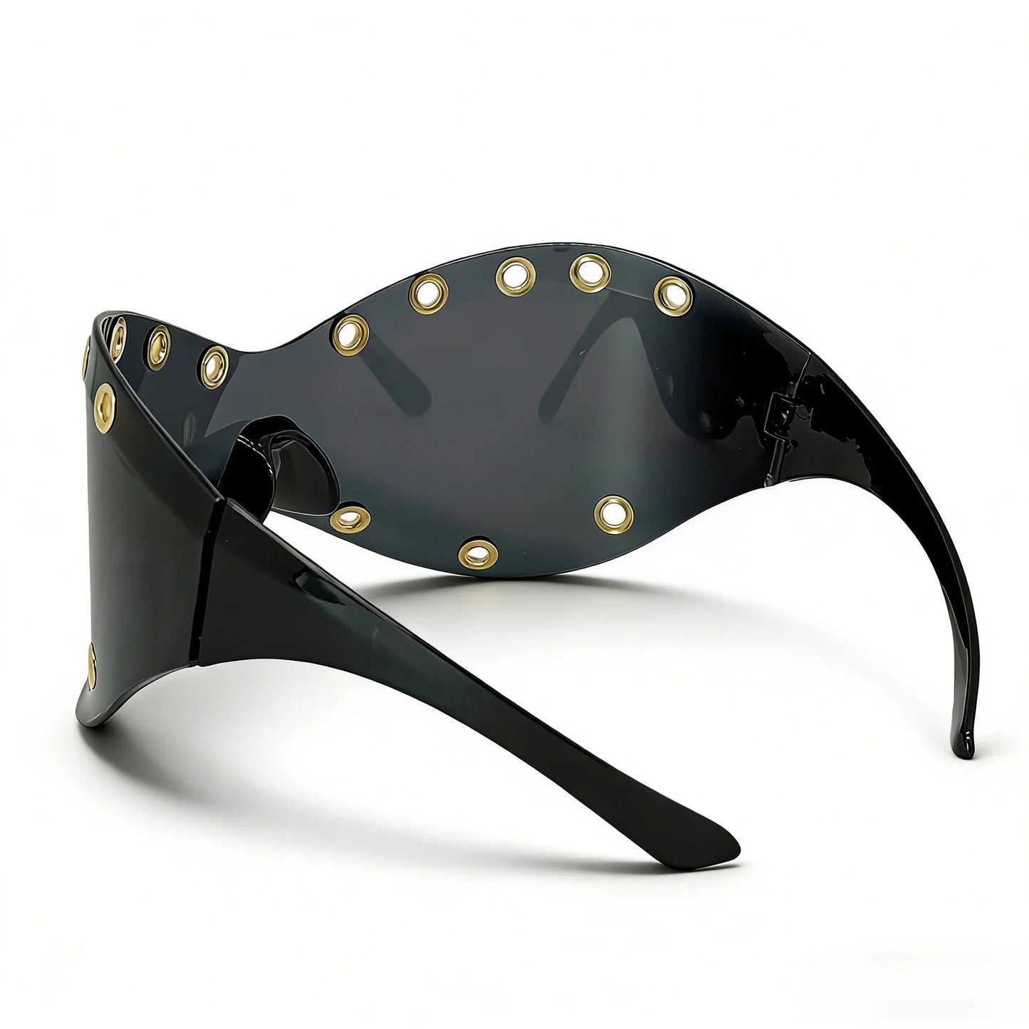 Unisex Y2K Punk Fashion Sunglasses - Futuristic One-Piece Goggles Metal Ring Rave sunglasses womenfor Rave & Cyber Party