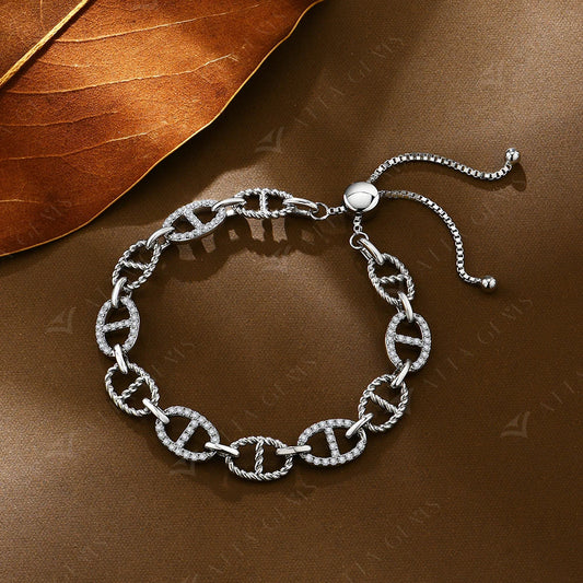 Bracelet en diamant Moissanite de couleur D VVS1 pour femmes et hommes, chaîne réglable en argent sterling 925, bijoux étincelants pour les mains