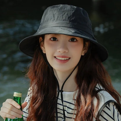 2026 Solid Color Sun Hats for Men Women Summer Outdoor Fishing Cap Wide Brim Anti-UV Protection Bucket Hat Hiking Fisherman Caps