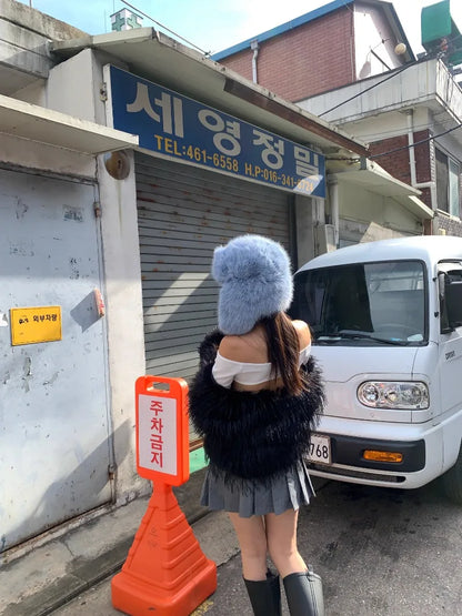 Korean Ins Imitation Mink Plush Hat Winter Women Ear Protection Bomber Hats Fashion Warm Fluffy Faux Fur Ski Beanies Y2k Gift