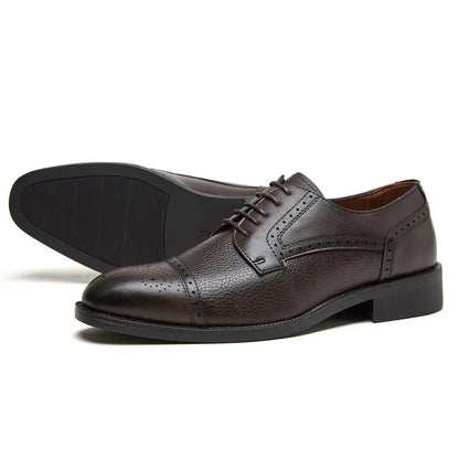 Men Summer PU Round Toe Lace Up Height Increase Business Formal Dress Shoes Breathable Anti-Slip For Office Work Shoes