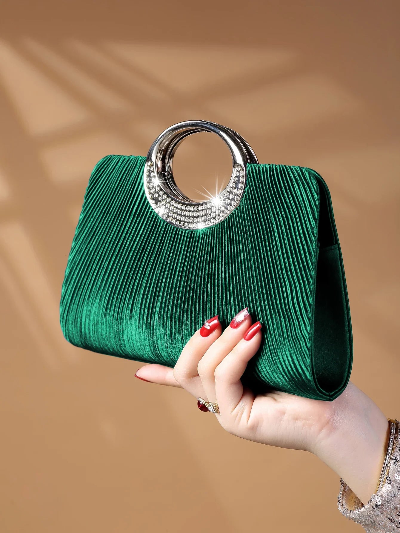 Women's Sparkling Glitter Crystal Evening Bag, Handbag And Crossbody Bag With Simple And Elegant Design, Suitable For Wedding