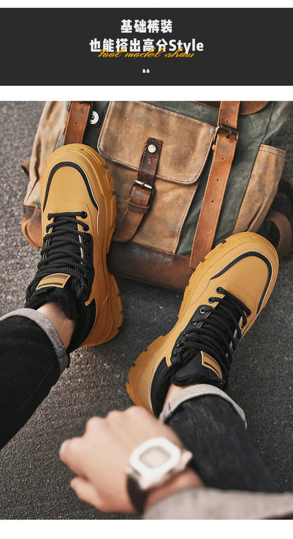 Mens Boots Casual Shoes Winter Platform Leather Designer Luxury Chelsea Cowboy Outdoor Work Safety Ankle Sneakers 2025