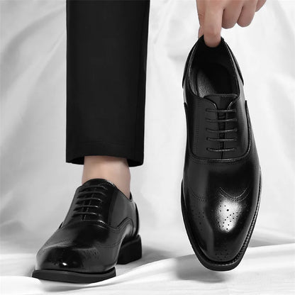 Solid Color New Dress Shoes for Men Lace Designer Fashion Wedding Derby Shoes Male Spring Autumn Business Casual Shoe Man