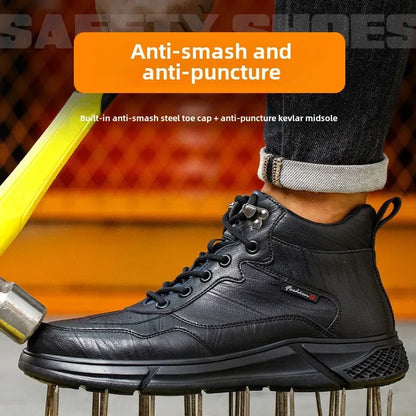 Comfortable safety sneaker for men winter anti-slip boots man construction indestructible black work boots steel nose work shoes
