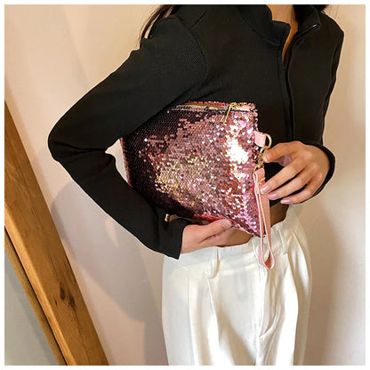 Fashion Women's Sequined Bling Handbag And Purse Small Wedding Party Evening Bag Lady Wristlet Clutch Bag Female Envelope Bag