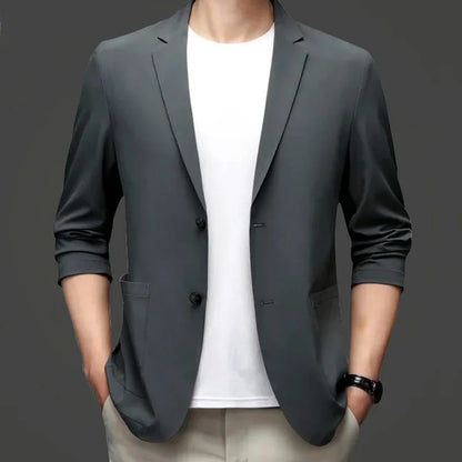 New Summer Man Thin Sunscreen Blazers Jackets Solid Business Casual Suits Coats Male Slim Elastic Blazers Jackets  Clothing 4XL