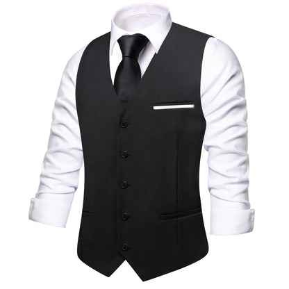 Men's Vest Elegant Green Waistcoat Necktie Handkerchief Cufflinks Sets for Male Wedding Business Party Designer Gift