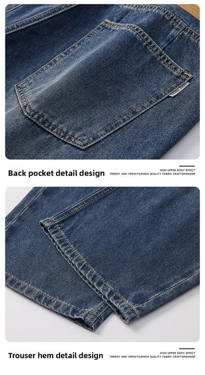 High Streets Spring Summer Men's Jeans American Retro Baggy Wide Leg Denim Pants Loose Solid Cotton Jeans Male Trendy Trousers