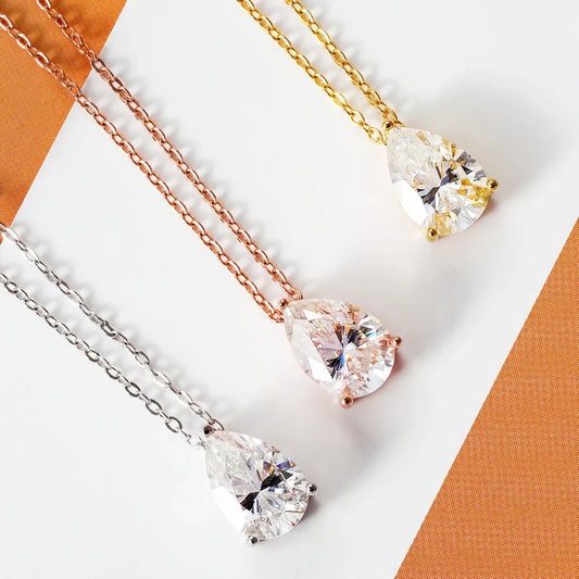 1-4CT Pear Cut D Color Moissanite Pendant Necklace for Women S925 Silver Plated 18k Gold Waterdrop Shape Necklaces Jewelry Gift