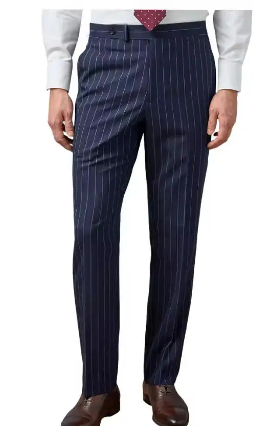 New Men's Suit Pants Haute Couture Grey Striped Slim Fit Business Formal Casual Suit Pant Groom's Dress Pants Office Banquet