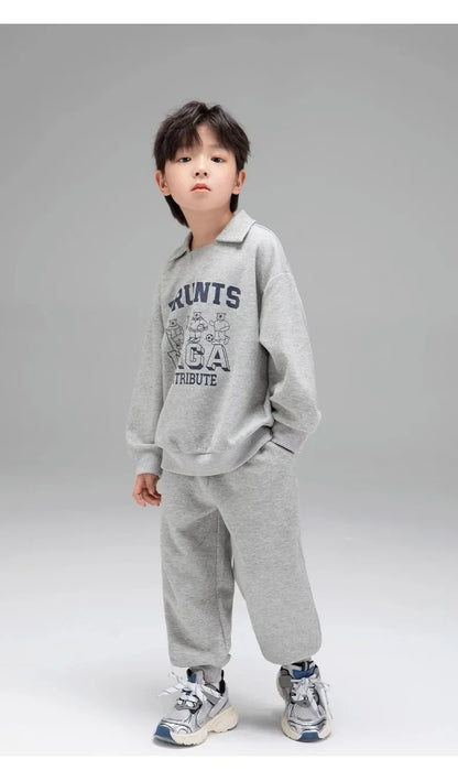 Spring Autumn Girls Boys Alphabet Workout Preppy Sweatshirt+Sweatpant School Kids Tracksuit Child 2PCS Outfit Jogger Set 3-14Yrs