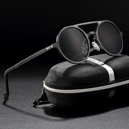 Vintage Aluminum Magnesium Sun Glasses Men Polarized Driving Sunglasses Round Steampunk Shades Brand Designer Eyewear
