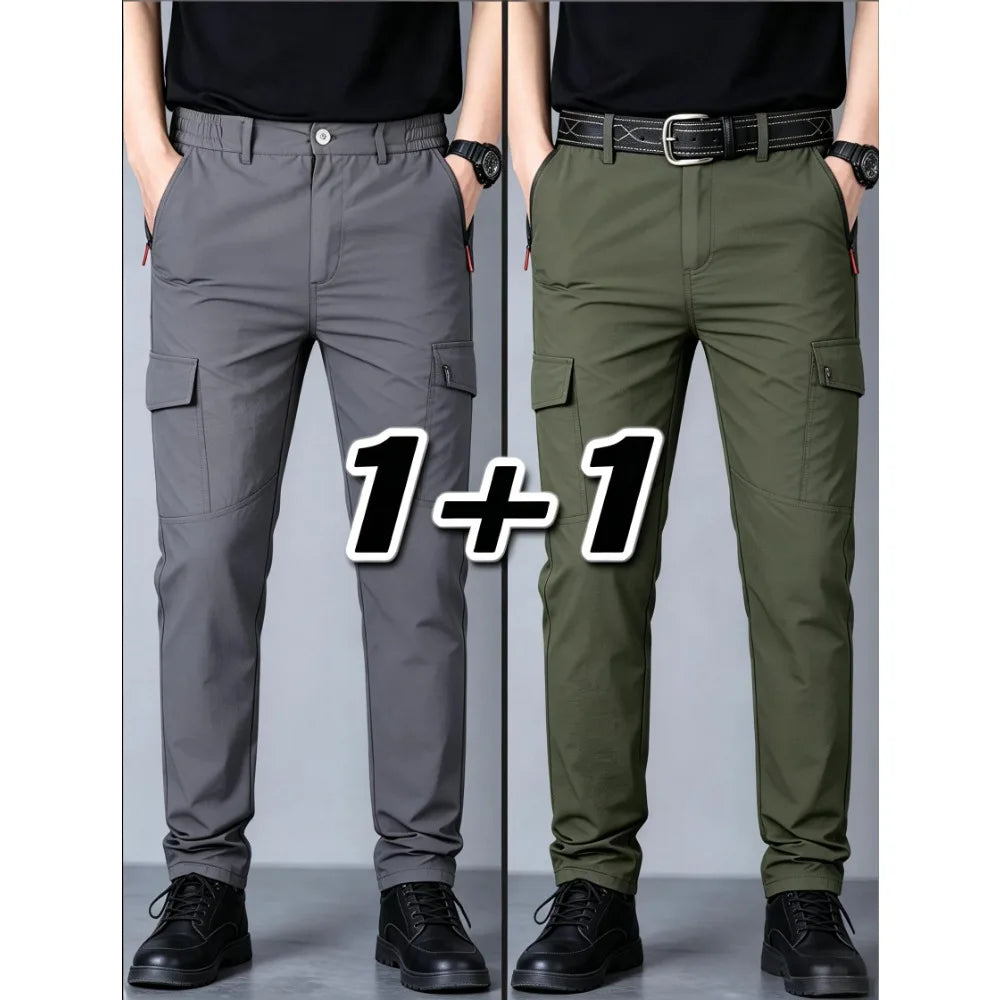 Men's Summer Tactical Cargo Pants Lightweight Casual Waterproof 2Pieces Casual Pants Wear-resisting Multi-pocket Outdoor Hiking