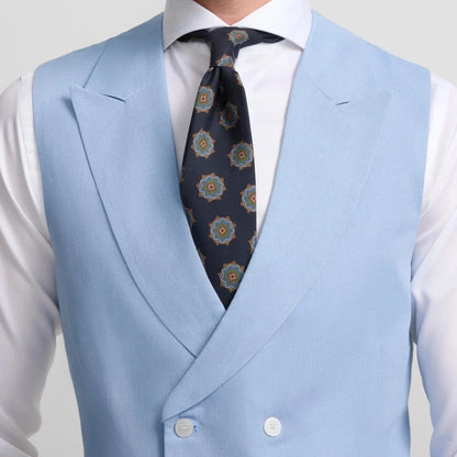 Men Vest Sky Blue Double Breasted Solid Waistcoat For Wedding Banquet Business Party Work Office Casual Daily Men Suit Vest