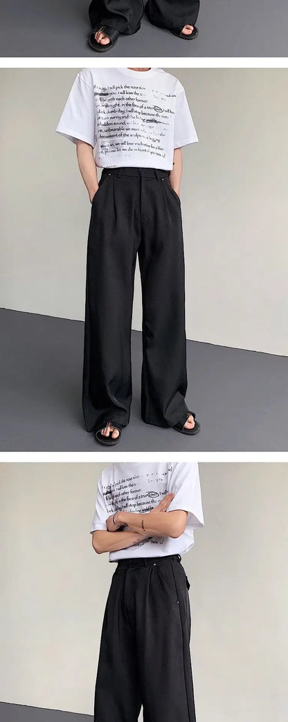 2023 New Black Suit Pants Men Fashion Social Mens Dress Pants Korean Loose Oversized Wide Leg Pants Mens Formal Trousers M-2XL