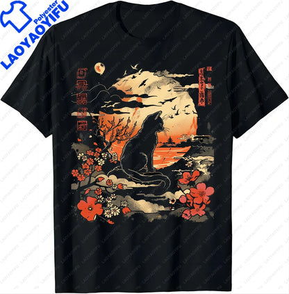 Kawaii Cat Anime Japanese Retro Men Women Kids Funny Cat T-Shirt  Graphic T Shirts  Y2k Top  Shirts for Women  Camisetas