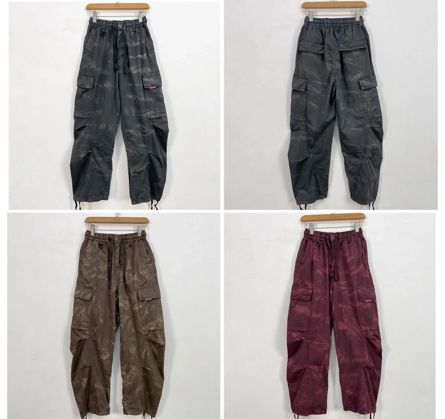 American Tactical Cargo Pants Men Premium 100% Cotton Distressed Tie Dye Straight Leg Loose Fit Multi Pocket Heavy Duty Casual