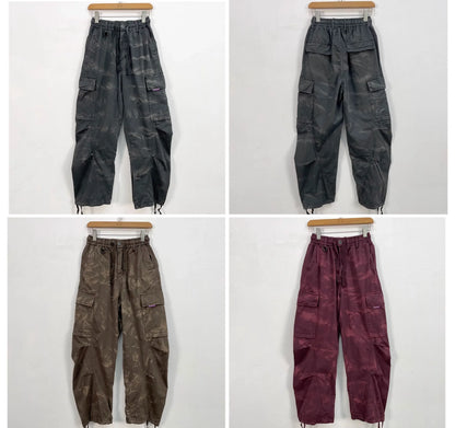 American Tactical Cargo Pants Men Premium 100% Cotton Distressed Tie Dye Straight Leg Loose Fit Multi Pocket Heavy Duty Casual