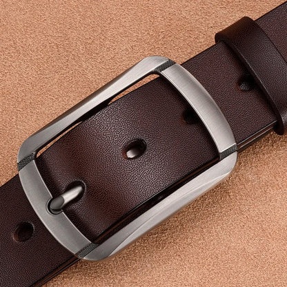 Fashionable Men's Square Alloy Pin Buckle PU Belt Suitable for Jeans Casual Pants Fashionable Men's Retro Business Belt