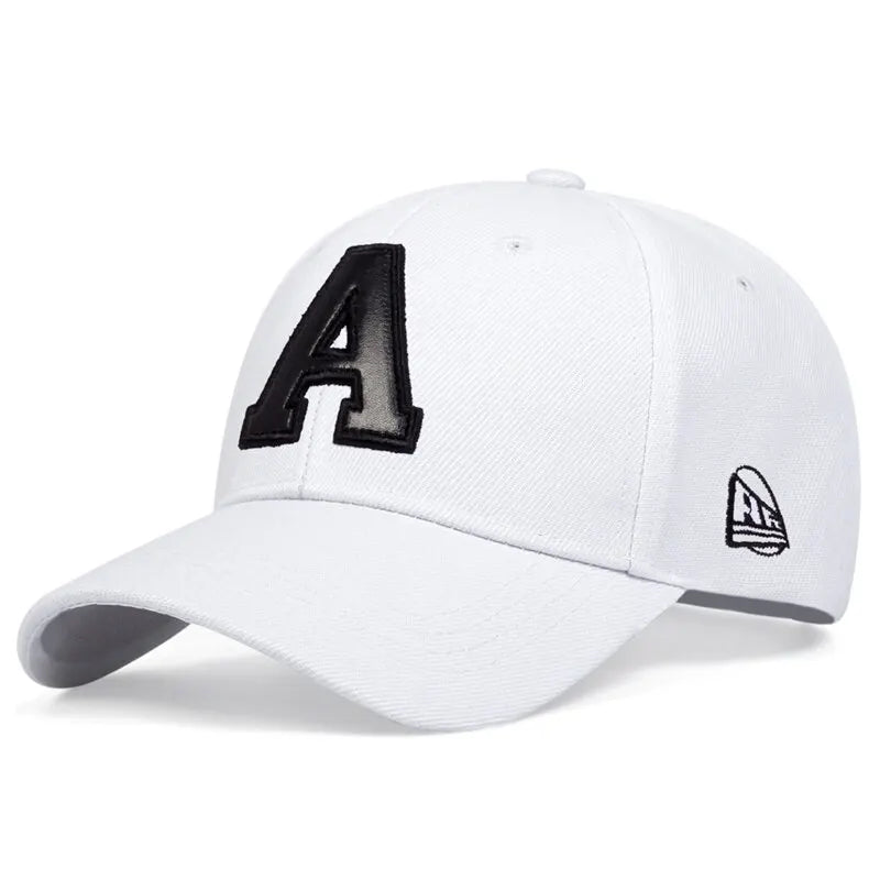Unisex A Letter Leather Label Embroidery Snapback Baseball Caps Spring and Autumn Outdoor Adjustable Casual Hats Sunscreen Hat