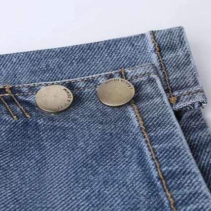 Women High Waisted Denim Shorts Versatile Chic Button Design Hot Short Jeans Woman Streetwear A-Line Wide Leg Cowboy Shorts