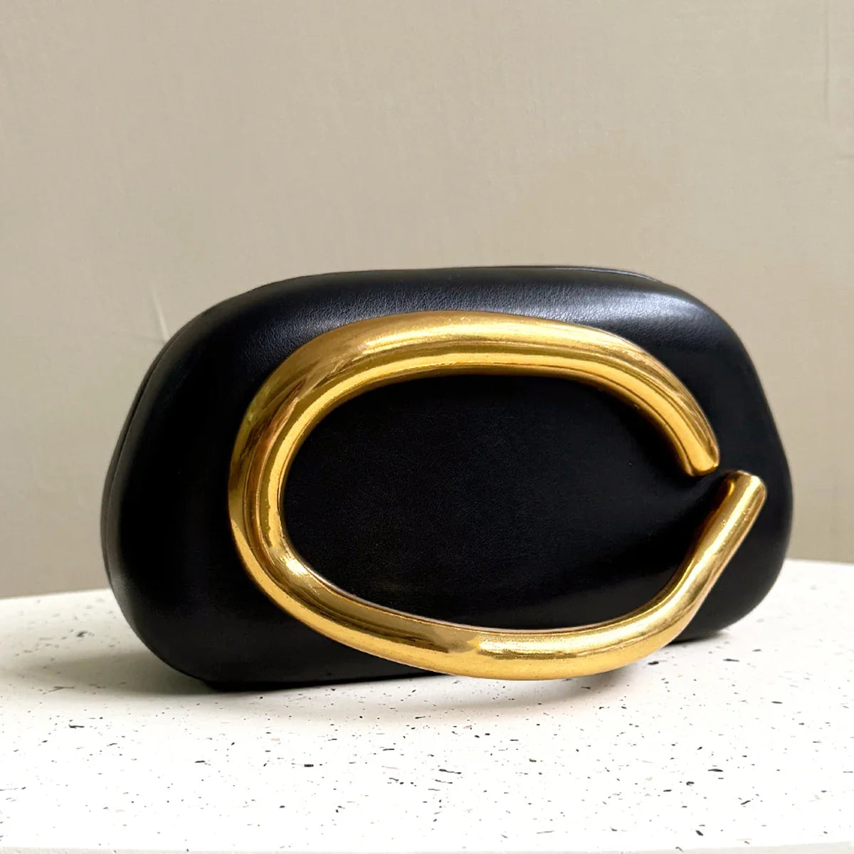 Women's Brand Fashion Chic Design Clutch Bag PU Vegan Leather Handbag Metal Handle Evening Bag Handheld Purse Banquet Party Gift